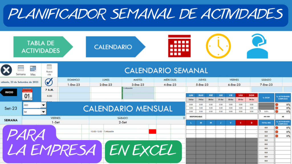 Planificador Semanal De Actividades En Excel